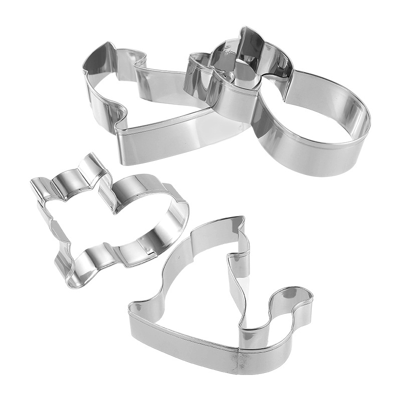 Сет от 9 форми за бисквити от неръждаема стомана с неравни фигури котенца за печене, десерти и рязане на плодове