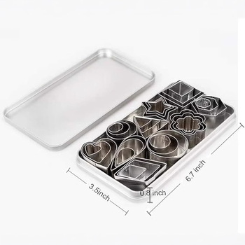 Set od 30 komada nehrđajućih kalupa za kekse, oblika srca, zvijezda i cvijeta, zakrivljeni tisk za DIY pečenje