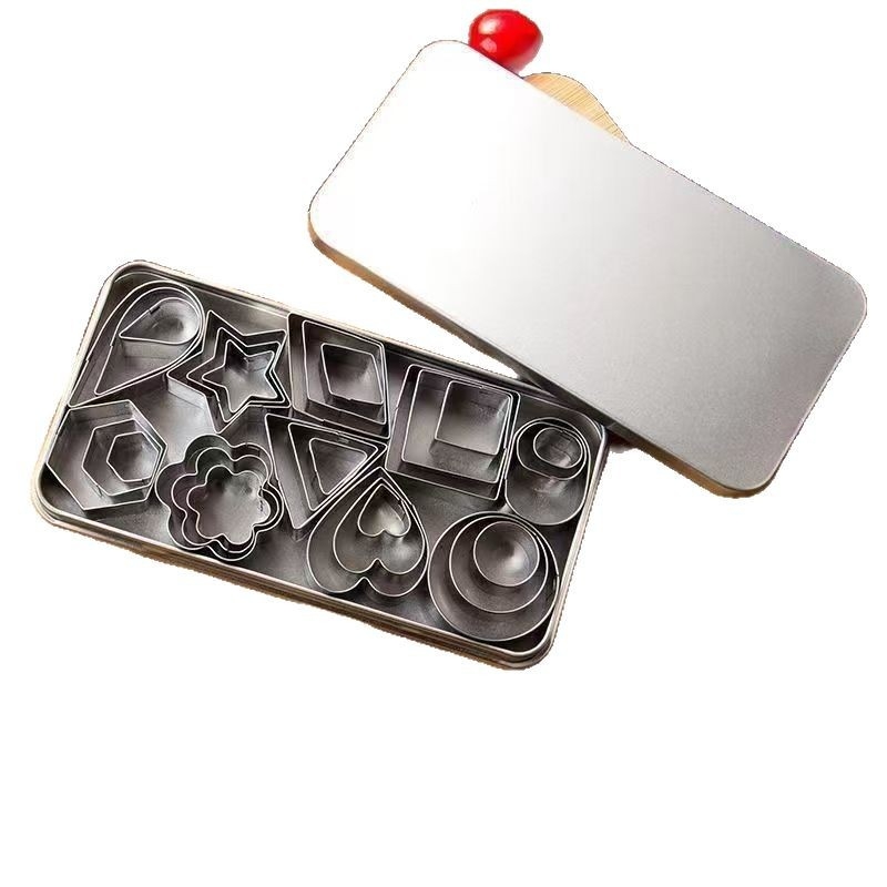 Set od 30 komada nehrđajućih kalupa za kekse, oblika srca, zvijezda i cvijeta, zakrivljeni tisk za DIY pečenje