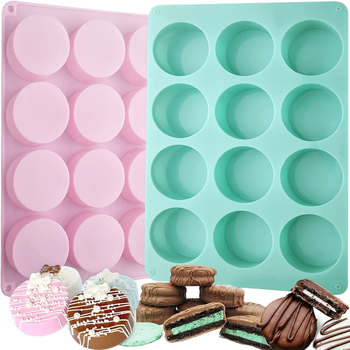 Hongyu 12-камерна силиконова форма за кексове с кръгли отвори – силиконова форма за печене, подходяща за бисквити, торти, желета, бонбони и шоколади