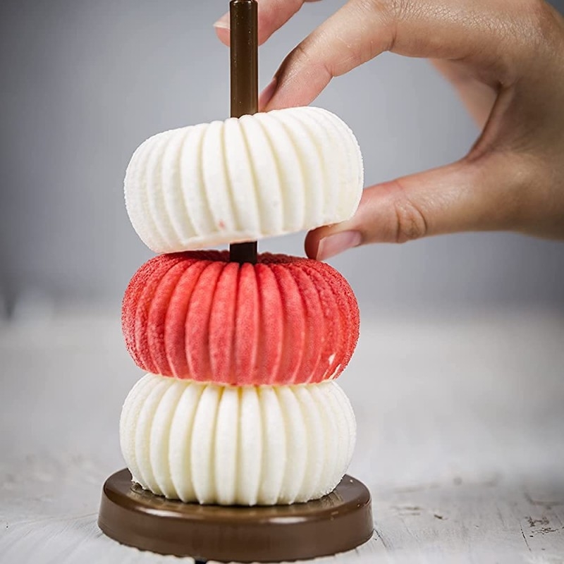 6-kamerna silikonska forma za mousse tortu, okrugla, dizajn donut i kolačić