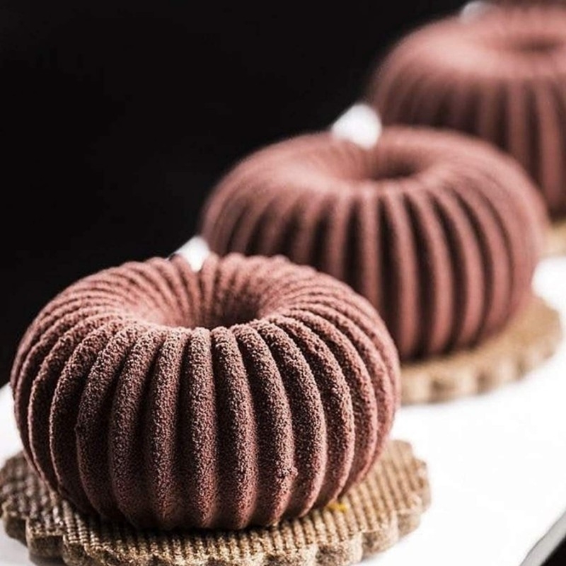 6-kamerna silikonska forma za mousse tortu, okrugla, dizajn donut i kolačić