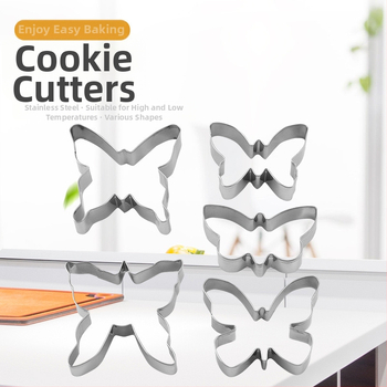 Пеперудени форми за сладки от неръждаема стомана, 5-частен набор (за сладки и плодове)