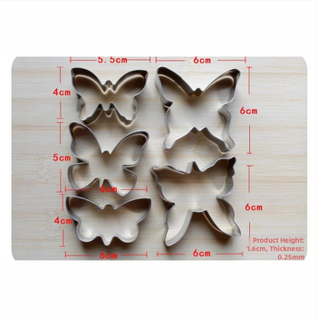 Пеперудени форми за сладки от неръждаема стомана, 5-частен набор (за сладки и плодове)