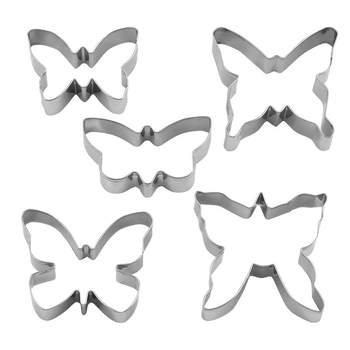 Пеперудени форми за сладки от неръждаема стомана, 5-частен набор (за сладки и плодове)