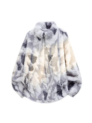 Geacă de iarnă camuflaj pentru bărbați, căptușită cu fleece, guler înalt cu fermoar, croială lejeră, multe buzunare