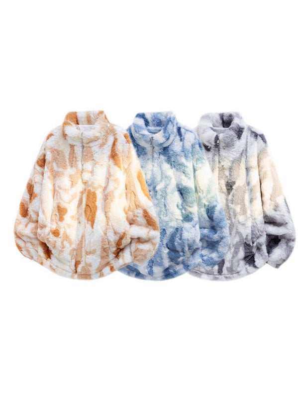 Geacă de iarnă camuflaj pentru bărbați, căptușită cu fleece, guler înalt cu fermoar, croială lejeră, multe buzunare