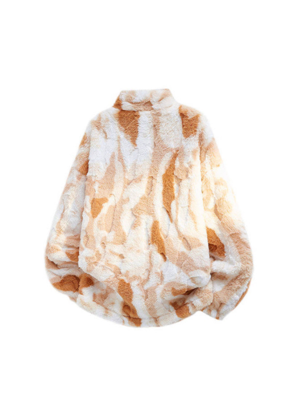 Geacă de iarnă camuflaj pentru bărbați, căptușită cu fleece, guler înalt cu fermoar, croială lejeră, multe buzunare