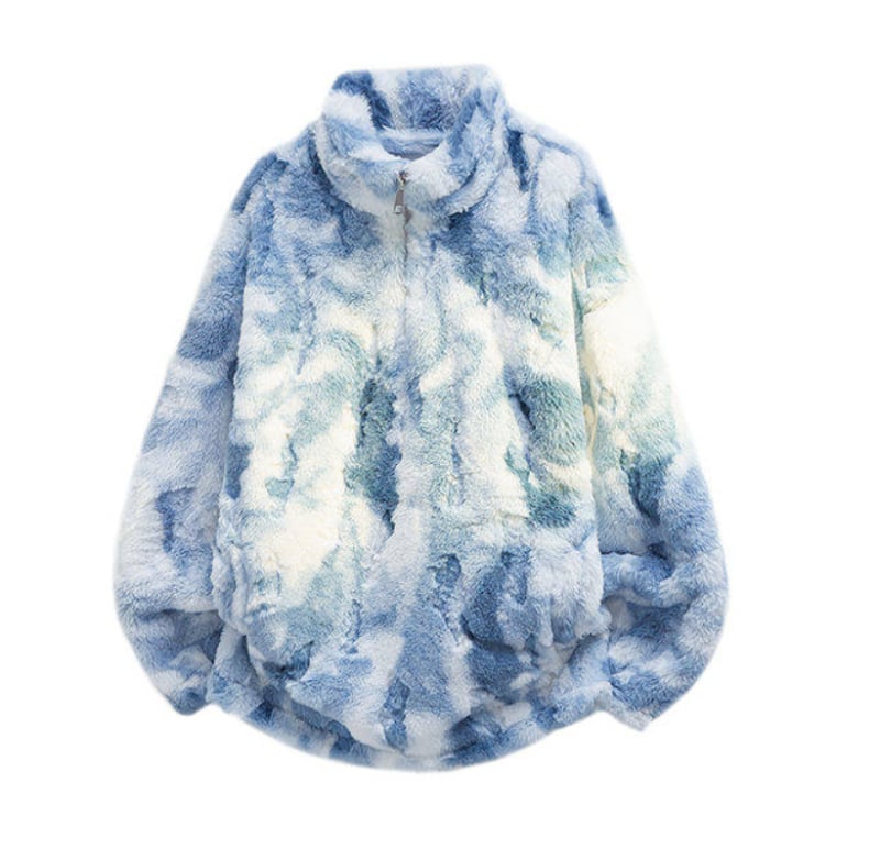 Geacă de iarnă camuflaj pentru bărbați, căptușită cu fleece, guler înalt cu fermoar, croială lejeră, multe buzunare