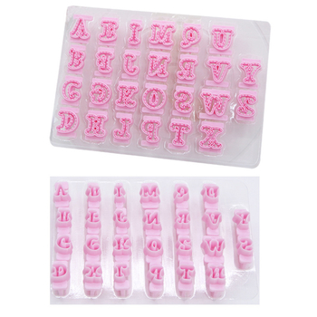 Комплект от 26 форми за английски букви за фондан и бисквитки, главни и малки букви, пластмасови