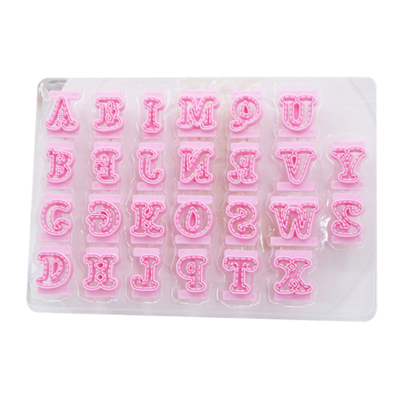 Комплект от 26 форми за английски букви за фондан и бисквитки, главни и малки букви, пластмасови