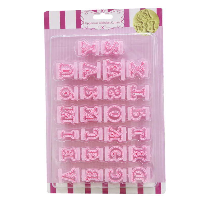 Комплект от 26 форми за английски букви за фондан и бисквитки, главни и малки букви, пластмасови