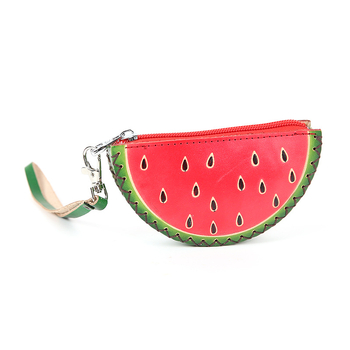 Portofel pentru copii din piele de vacă, stratul întâi, model fructe cu pepene, piele naturală, unisex, pentru școala primară, stil drăguț