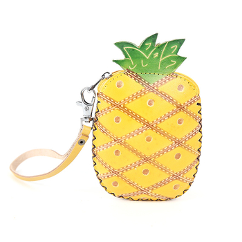 Portofel pentru copii din piele de vacă, stratul întâi, model fructe cu pepene, piele naturală, unisex, pentru școala primară, stil drăguț