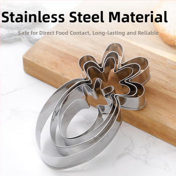 Форма за сладки с глава на зайче, от неръждаема стомана, комплект 4 броя, серия Bunny carrot, неправилна форма