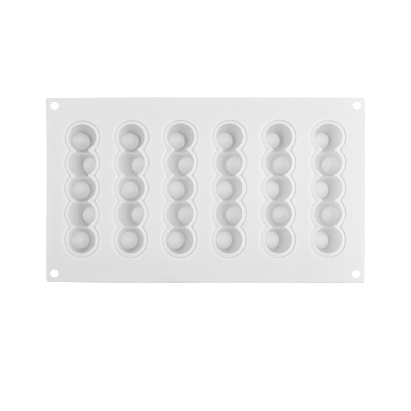 Силиконова форма за торти с 6 реда вдлъбнати сфери за мусове – хранителен клас, дълга лента за печене