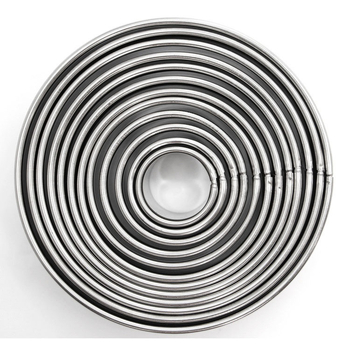 Комплект от 12 кръгли форми за торти от неръждаема стомана 304 за мус, понички и сладкиши