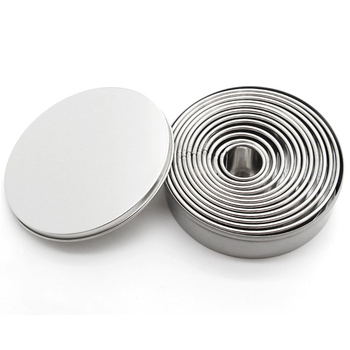 Комплект от 12 кръгли форми за торти от неръждаема стомана 304 за мус, понички и сладкиши