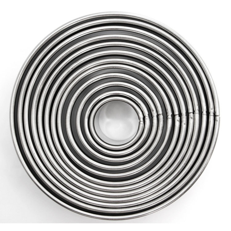 Комплект от 12 кръгли форми за торти от неръждаема стомана 304 за мус, понички и сладкиши