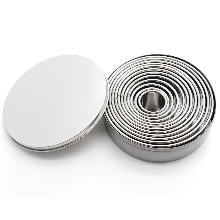 Комплект от 12 кръгли форми за торти от неръждаема стомана 304 за мус, понички и сладкиши