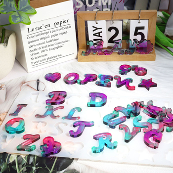 Silikonski kalup za slova – set od 26 slova i 6 uzoraka, pravokutni kalup za pečenje za DIY dekoracije