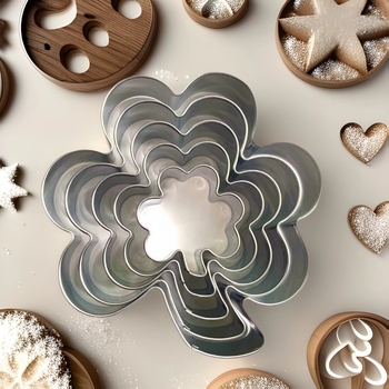 5-частен вложен комплект форми за детелина за сладки, фондан и украса на торти, неръждаема стомана