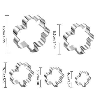 5-частен вложен комплект форми за детелина за сладки, фондан и украса на торти, неръждаема стомана