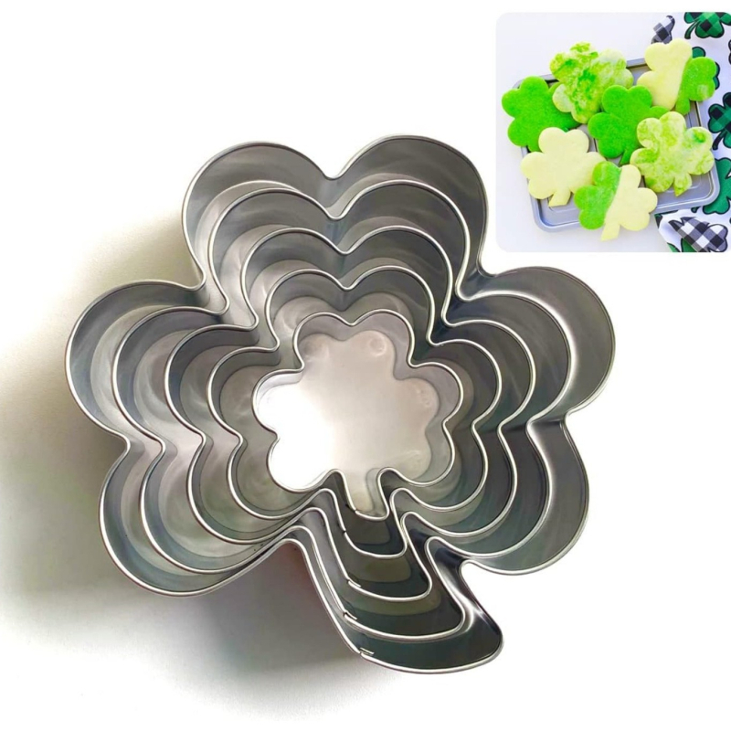 5-частен вложен комплект форми за детелина за сладки, фондан и украса на торти, неръждаема стомана