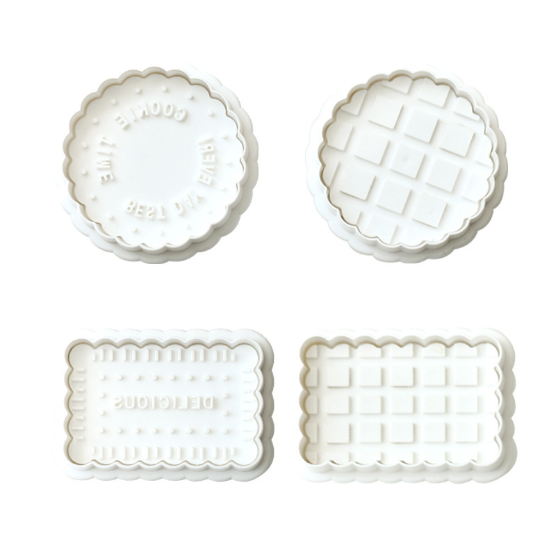 Skup kalupa za izradu keksa za pečenje — okrugli oblik, ABS materijal, retro/antik stil, težina 76 g, serija Waffle cutting die set