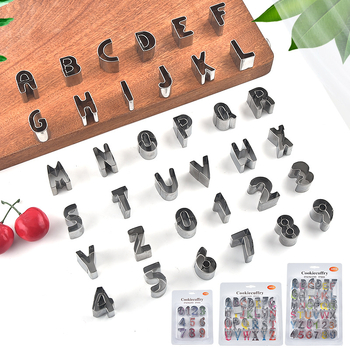 Набор форми за бисквитки с буквено-цифров дизайн, неръждаема стомана, серия Numeric Alphabet, нестандартна форма, за печене