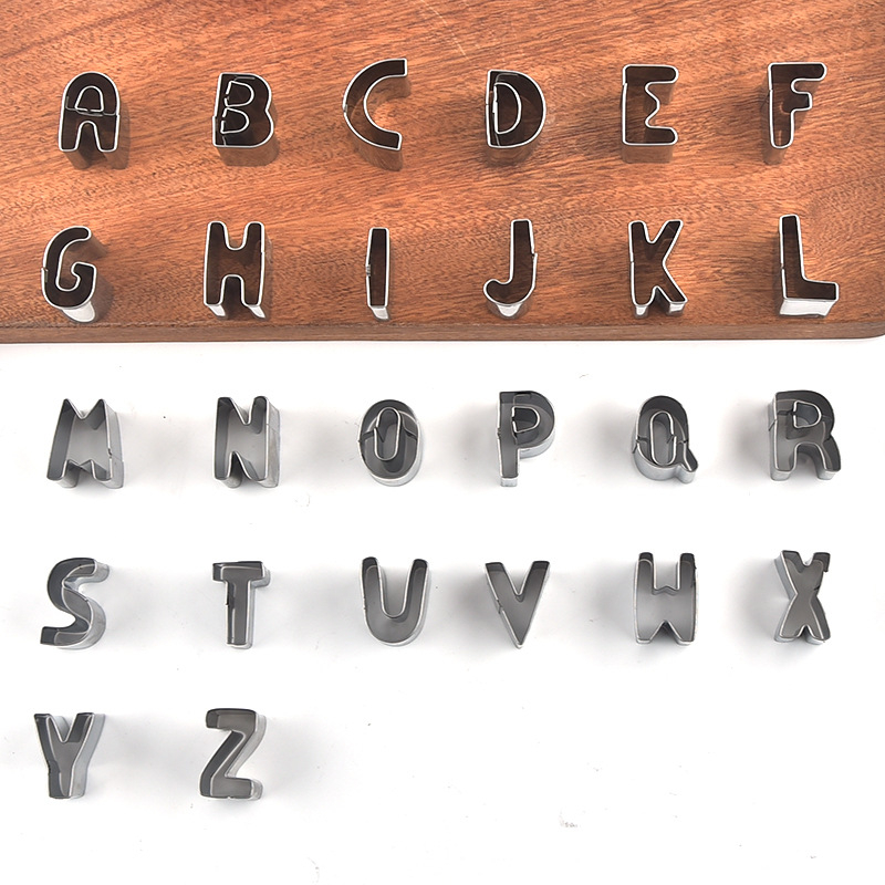 Набор форми за бисквитки с буквено-цифров дизайн, неръждаема стомана, серия Numeric Alphabet, нестандартна форма, за печене