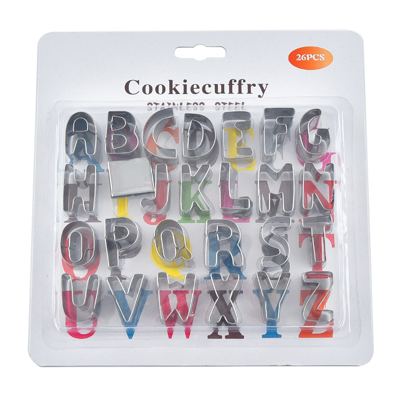 Набор форми за бисквитки с буквено-цифров дизайн, неръждаема стомана, серия Numeric Alphabet, нестандартна форма, за печене