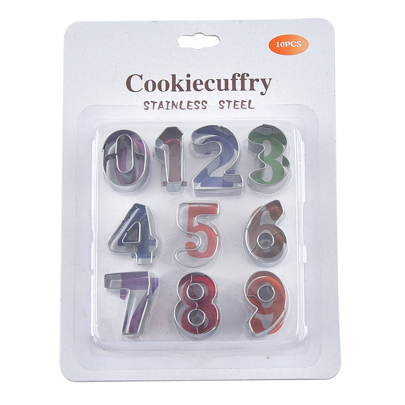 Набор форми за бисквитки с буквено-цифров дизайн, неръждаема стомана, серия Numeric Alphabet, нестандартна форма, за печене