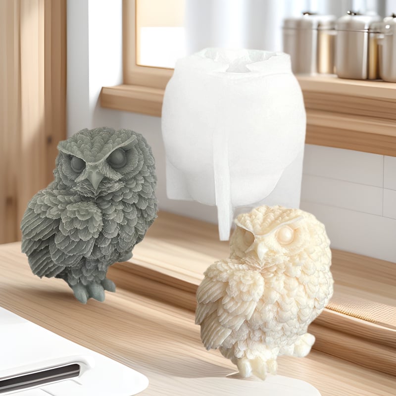 3D силиконова форма за сова за DIY свещи - хранителен силикон, форма за печене