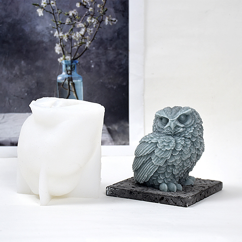 3D силиконова форма за сова за DIY свещи - хранителен силикон, форма за печене