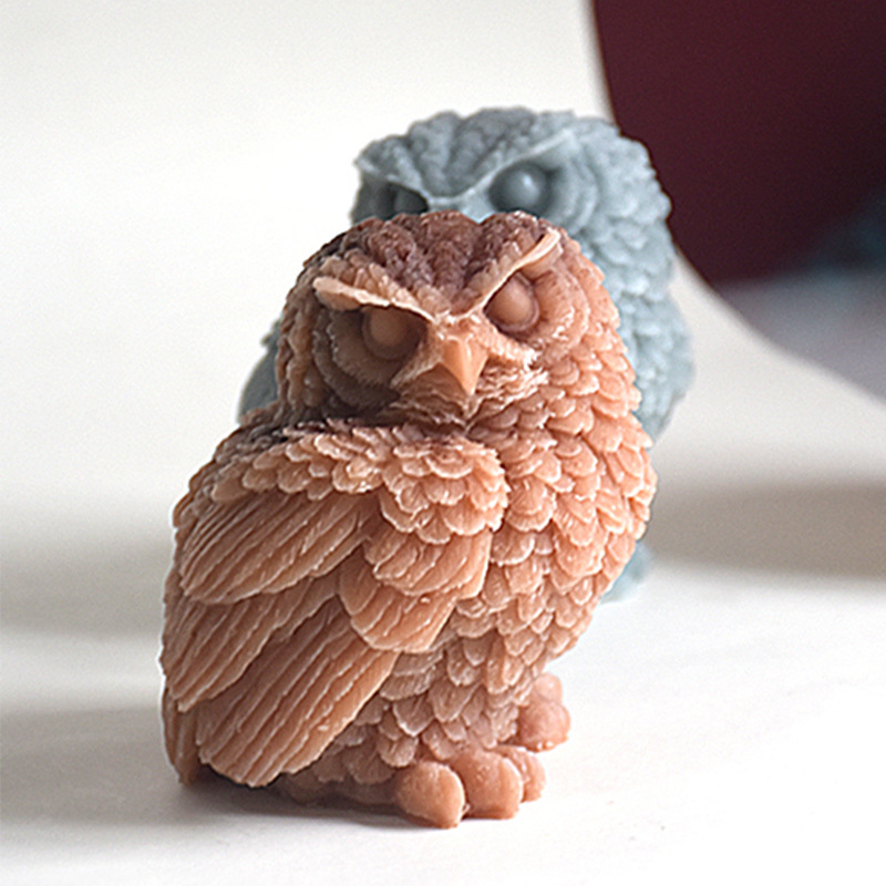3D силиконова форма за сова за DIY свещи - хранителен силикон, форма за печене