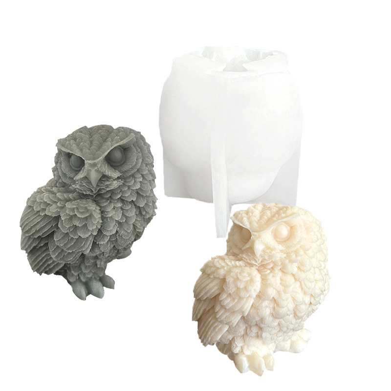 3D силиконова форма за сова за DIY свещи - хранителен силикон, форма за печене