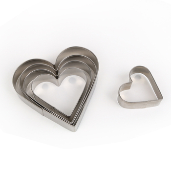 5-частен комплект форми за печиво от неръждаема стомана: кръг, сърце, звезда, цвете и кръгла форма