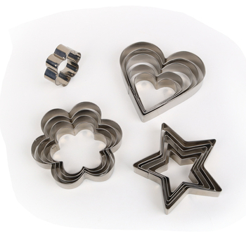 5-частен комплект форми за печиво от неръждаема стомана: кръг, сърце, звезда, цвете и кръгла форма