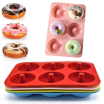 Silikonból készült fánk forma, kör alakú, 6 üreggel, tapadásmentes, sütőben használható