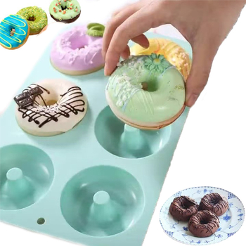 Silikonból készült fánk forma, kör alakú, 6 üreggel, tapadásmentes, sütőben használható