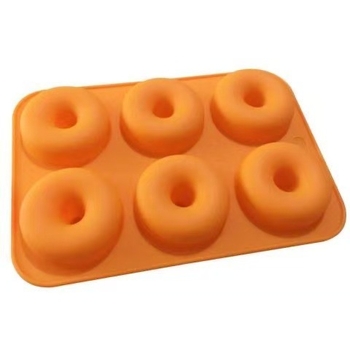 Silikonból készült fánk forma, kör alakú, 6 üreggel, tapadásmentes, sütőben használható