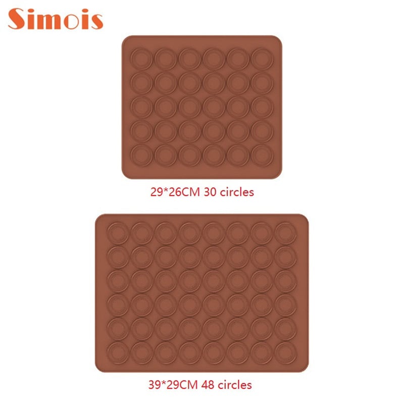 Силиконов хранителен клас печене мат, неравен дизайн, 30 дупки за макарони, подходящ за бисквитки и шоколад