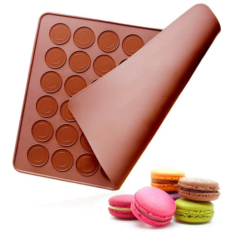 Силиконов хранителен клас печене мат, неравен дизайн, 30 дупки за макарони, подходящ за бисквитки и шоколад