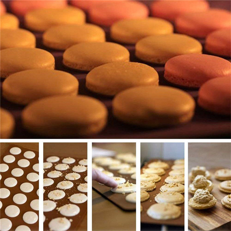 Силиконов хранителен клас печене мат, неравен дизайн, 30 дупки за макарони, подходящ за бисквитки и шоколад