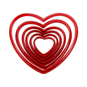 Комплект форми за фондан за торти, 6 части, асиметрични форми: петолъчна звезда и сърце, ABS материал