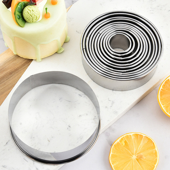 Комплект от 11/12 кръгли форми за торти от неръждаема стомана, форми за мус, донати и фондан