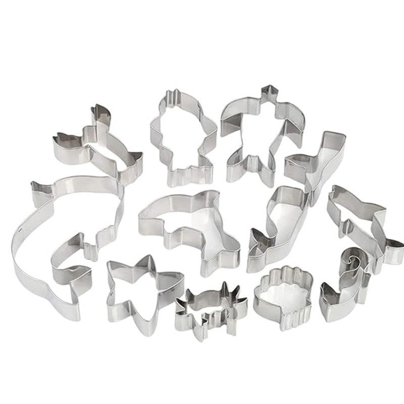 Неръждаеми формички за печене с морски животни – неравни форми: дельфин, акула, русалка, морски конче, раковина