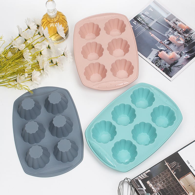 Силиконова форма за печене със шест дупки, във форма на цветя