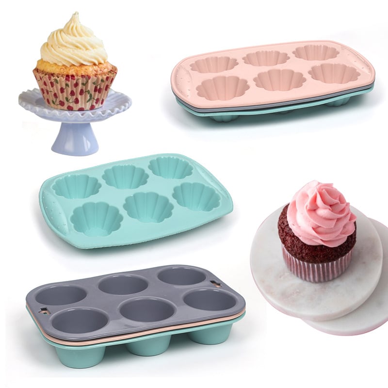 Силиконова форма за печене със шест дупки, във форма на цветя